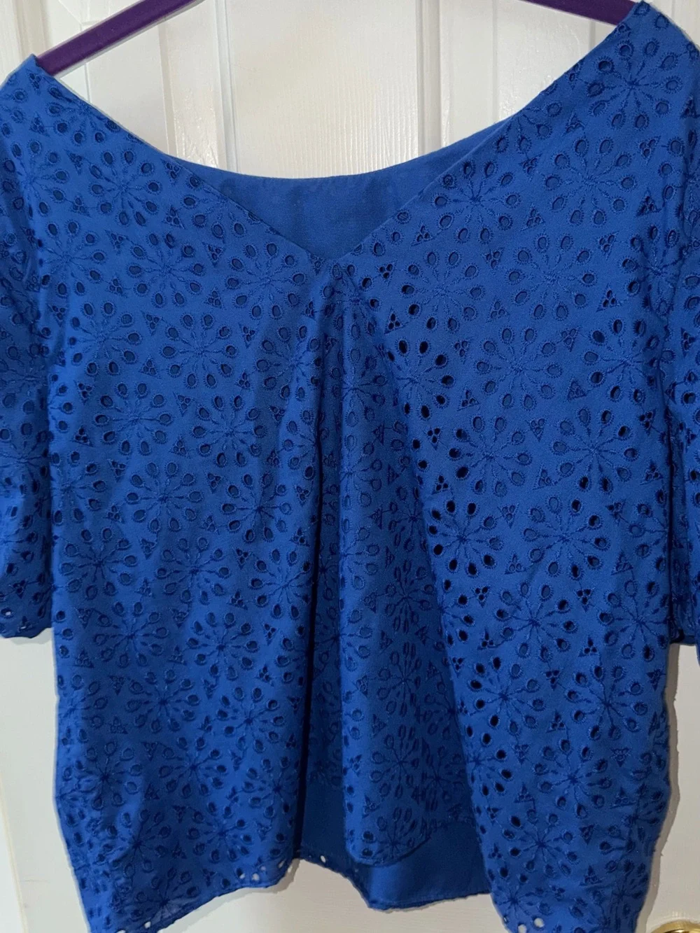 Lilly Pullitzer Shaila Eyelet Top Baha Blue Puff Sleeves Fully Lined Medium